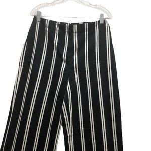 Metrostyle Women's Size 10 P Black with White Stripes Wide-leg Dress Pants
